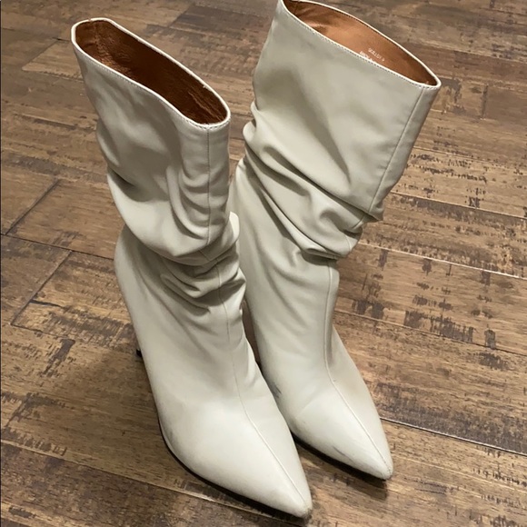 white scrunch boots